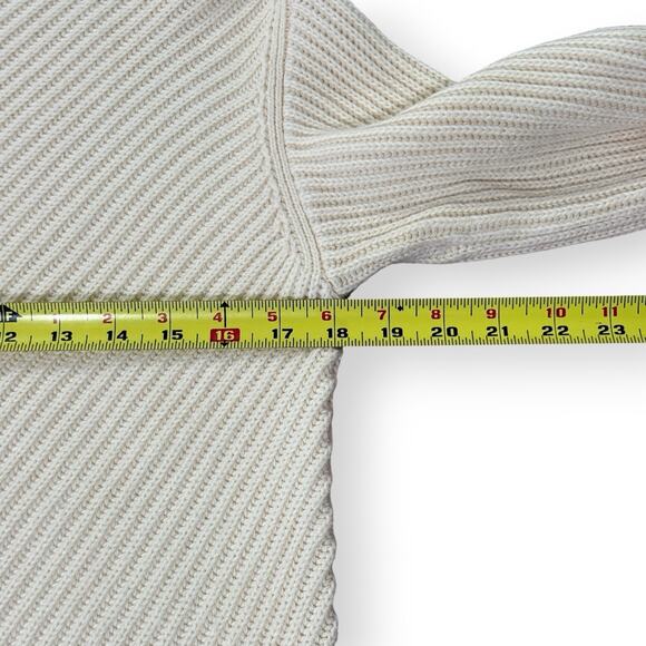 Marine Layer Skylar Turtleneck Sweater Ivory Cream Chevron Knit Wool Blend XS - Picture 12 of 13